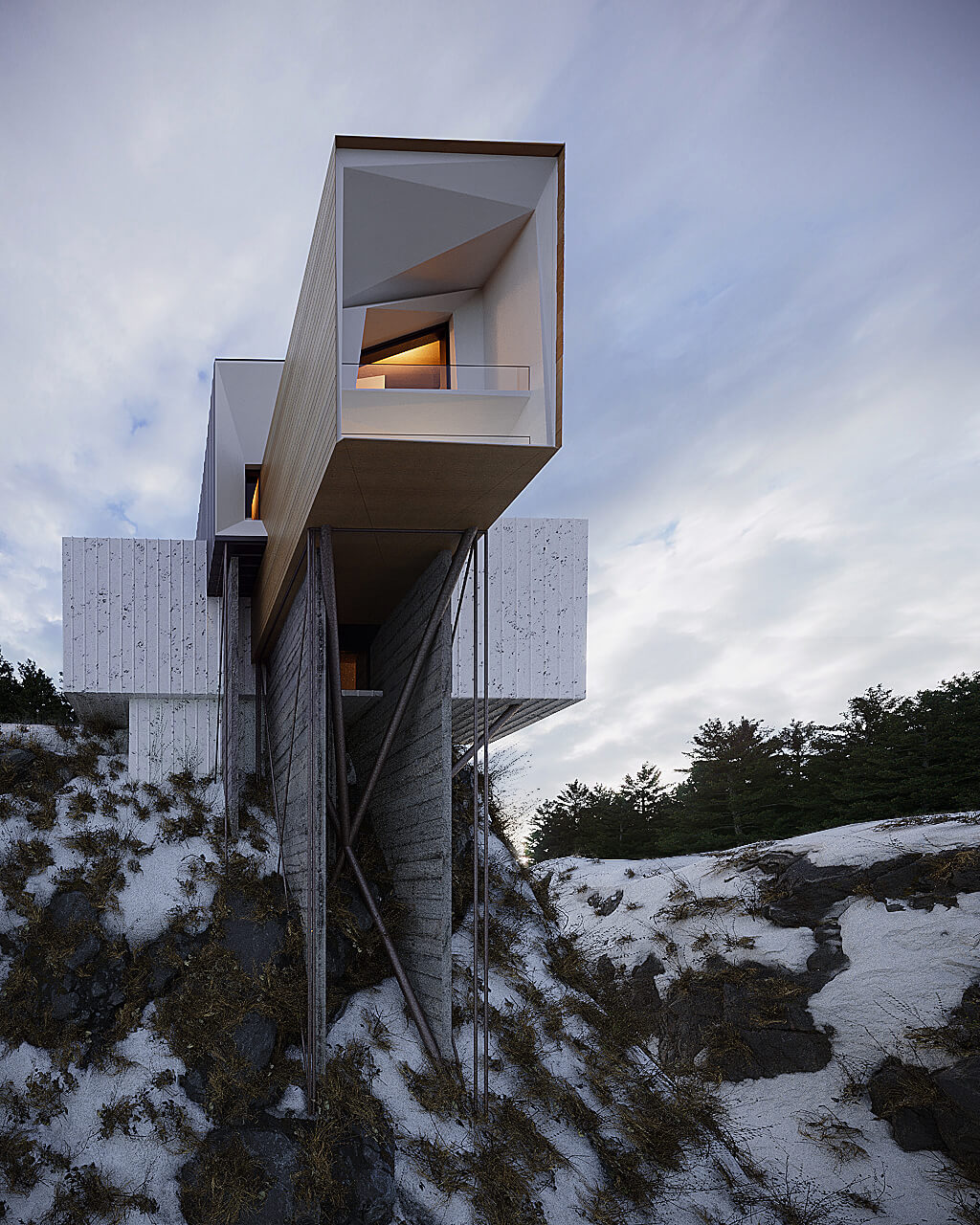 House on the cliff by M.Pourtahmasbi / R|Visualization